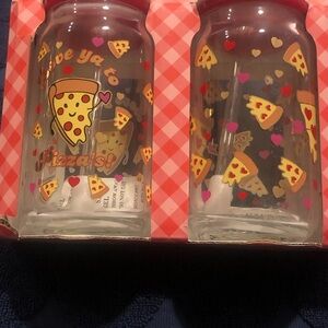 Sheffield Home Pizza Hearts Glass w/Straw